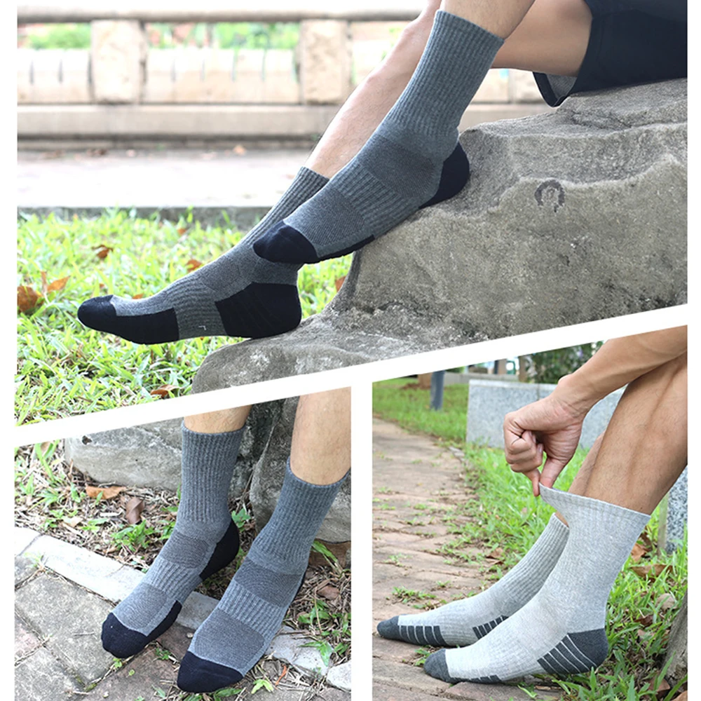 남성용 두꺼운 통기성 면 쿠션 크루, 야외 스포츠 하이킹 트레킹 양말, 작업 부츠 양말, 35-50 EU, 3 쌍