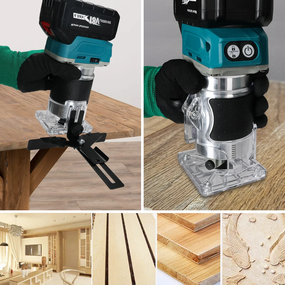 18V Cordless Woodworking Trimmer 18V Brushless 1/4" Compact Router with Fixed Base Compatible BL1830 1840 1850 1860 Battery 2