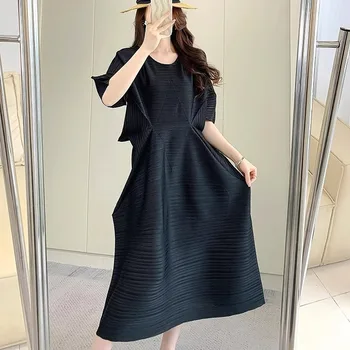Miyake Pleated Dress for Women in 2024 Summer, New Niche Design, High-end Temperament, Women's Long Dress 1
