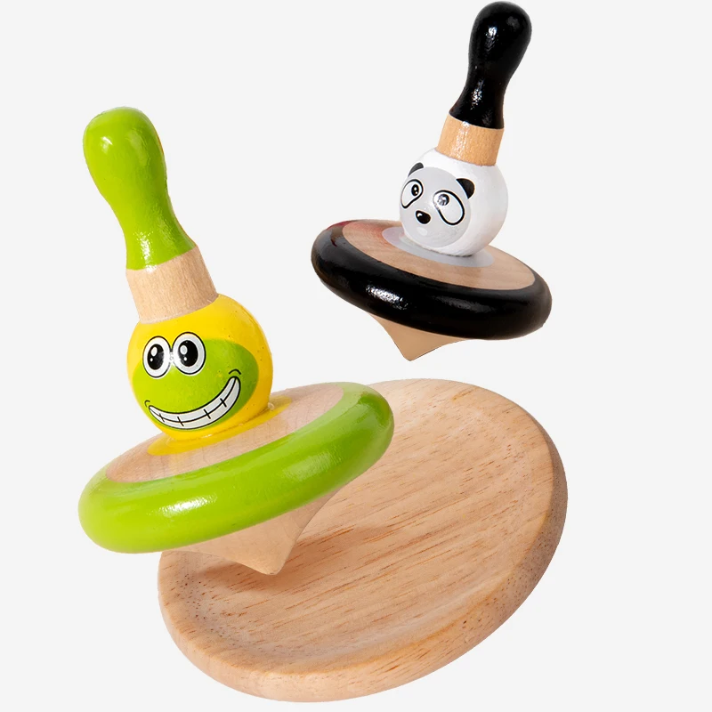 Wooden Spinning Top Toy Sets Colorful Rotating Gyro Toy for Children Early Education Birthday Party Gifts Desktop Spinning Top - 4