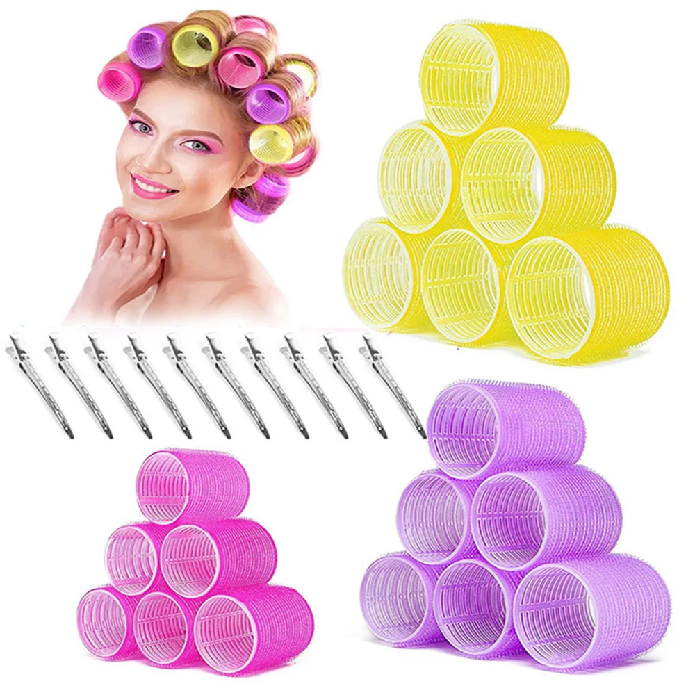 6Pcs Heatless Hair Roller Volume Self Grip Holding Hair Curler No Heat Overnight DIY Salon Curly Hairdressing Hairstyle Tools 100pcs zip lock aluminum foil bag heat grip self seal reclosable tear notch food tea snack reusable storage packing pouches