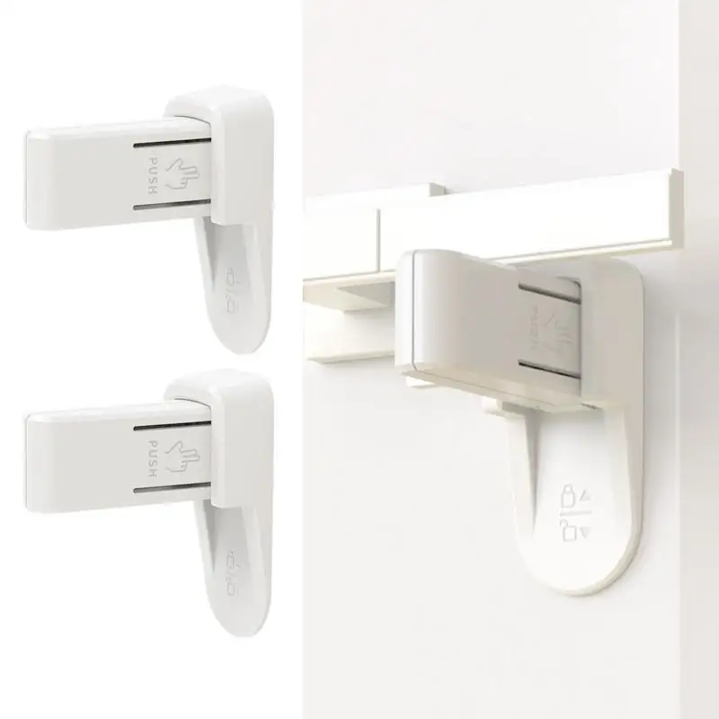 

Door Lever Lock Child Proof Self Adhesive Locks for Door Firmly Fixed Anti-Theft Lock for Bathroom Door Front Door Kitchen Door