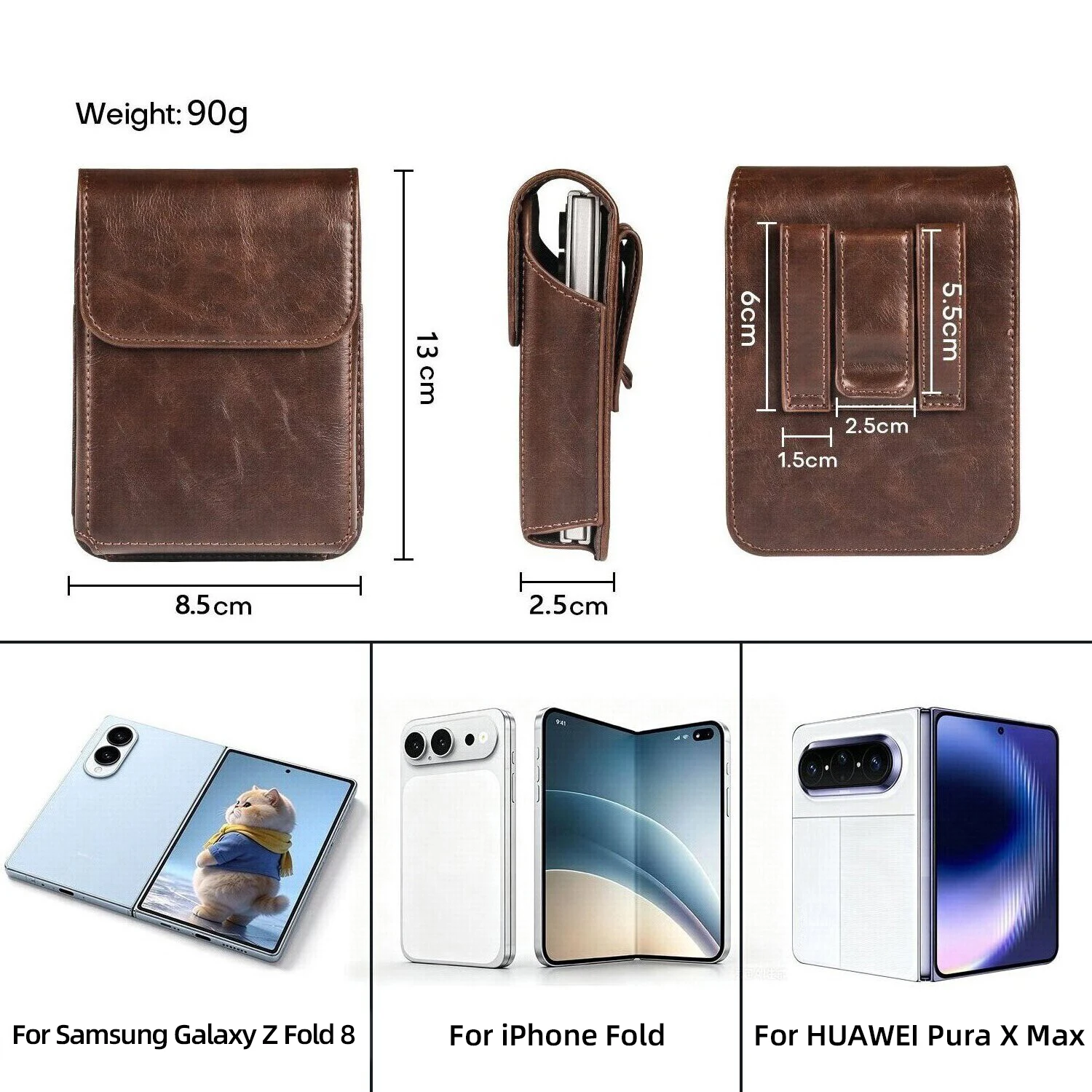 Durable Lightweight Crazy Horse Style Wallet Phone Case Pouch