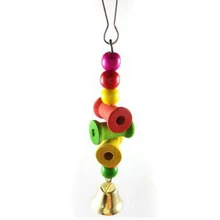 Parrot toy kit,Bird hanging swing bells,Bird wooden bridge,Parrot chewing colorful toy,Bird standing training tool,Random Color