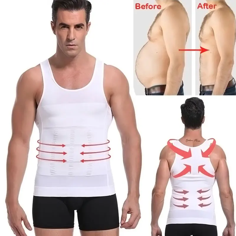 Be-In-Shape Men Slimming Body Shaper Waist Trainer Vest Corset Tummy Control Posture Shirt Back Correction Abdomen Tank Top