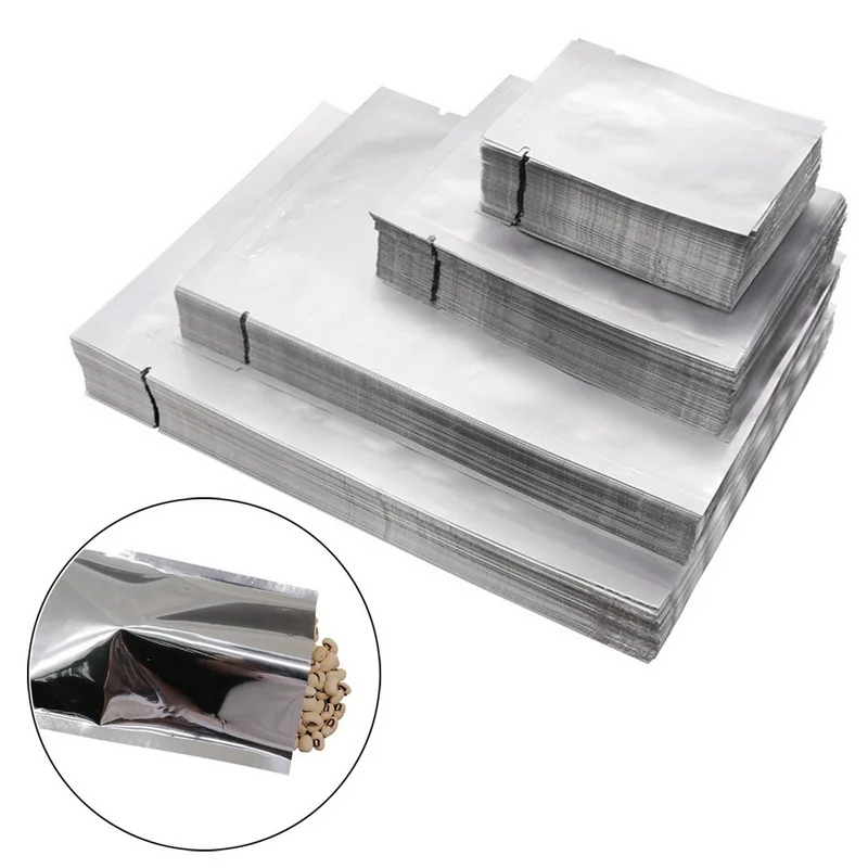 100PCS Mylar Foil Bags Vacuum Sealer Heat Seal Food Grade Aluminium Sachet  Pouch