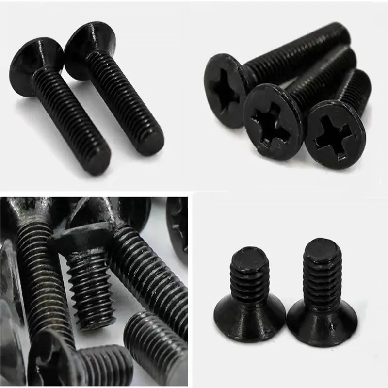 450/650/720 Pcs M1.4 M2 M2.5 M3 블랙 스틸 미니 마이크로 크로스 카운터 싱크 헤드 플랫 헤드 나사 조합 노트북 나사 키트 상자