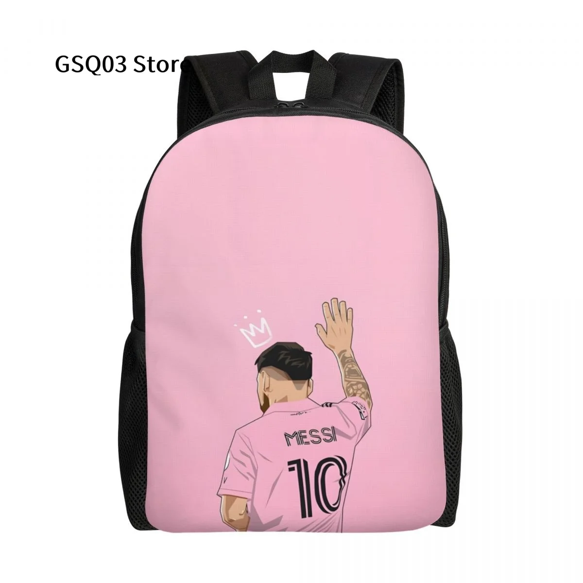 

Розовый рюкзак Messi 10 для девочек и мальчиков, для взрослых, 15 дюймов, школьный портфель на плечо с двумя ремешками, водостойкий, подходит для ноутбука