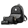 2022 new summer three-piece backpack women's Korean version Lingge tassel college style fashion backpack 4