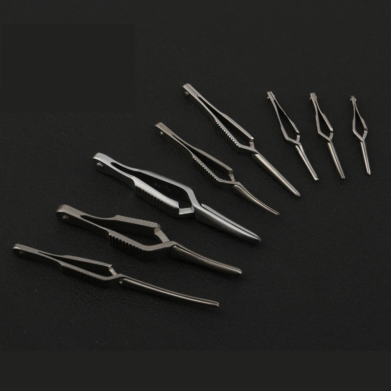 Arterial Vascular Clip Stainless Steel Microsurgical Device Temporary Blocking Artery Clamps Straight Bending Full Teeth