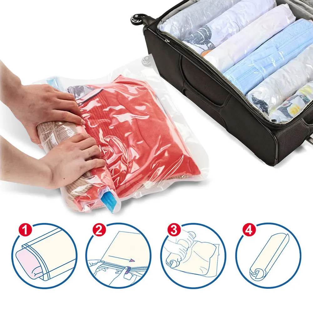 Vacuum Compression Bag Hot Selling Set 12-pieces Portable Travel Hand Roll Bag  Vacuum Compression Bag - Storage Bags - AliExpress