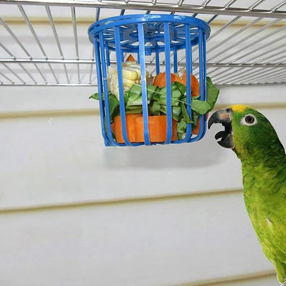 Creative Multi-Purpose Cage Hanging Toys Bird Fruit Vegetable Feeder Basket Parrot Window Bird Feeder 1pc