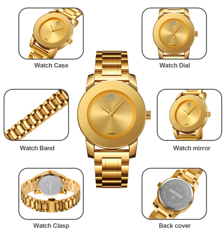 SKMEI Fashion Quartz Watch Mens Luxury Stainless Steel Strap Male Wristwatches Waterproof Time Clcok reloj hombre