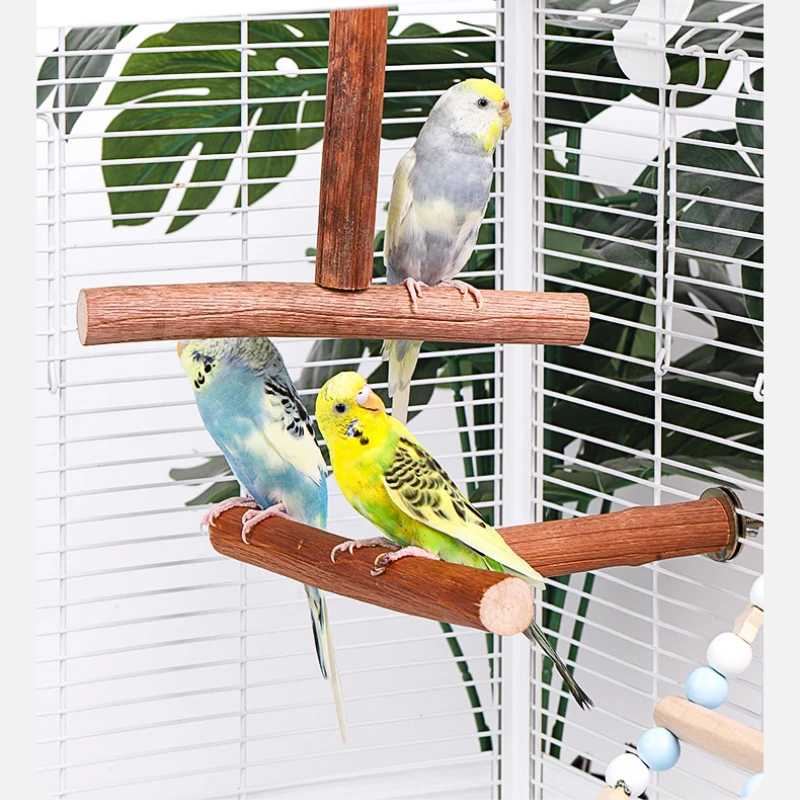 Natural Fruit Tree Parrot Pole Toy T-shaped  Bird Cockatiel Parakeet Perches Bite Claw Grinding Toy Bird Cage Accessories Pet To 4