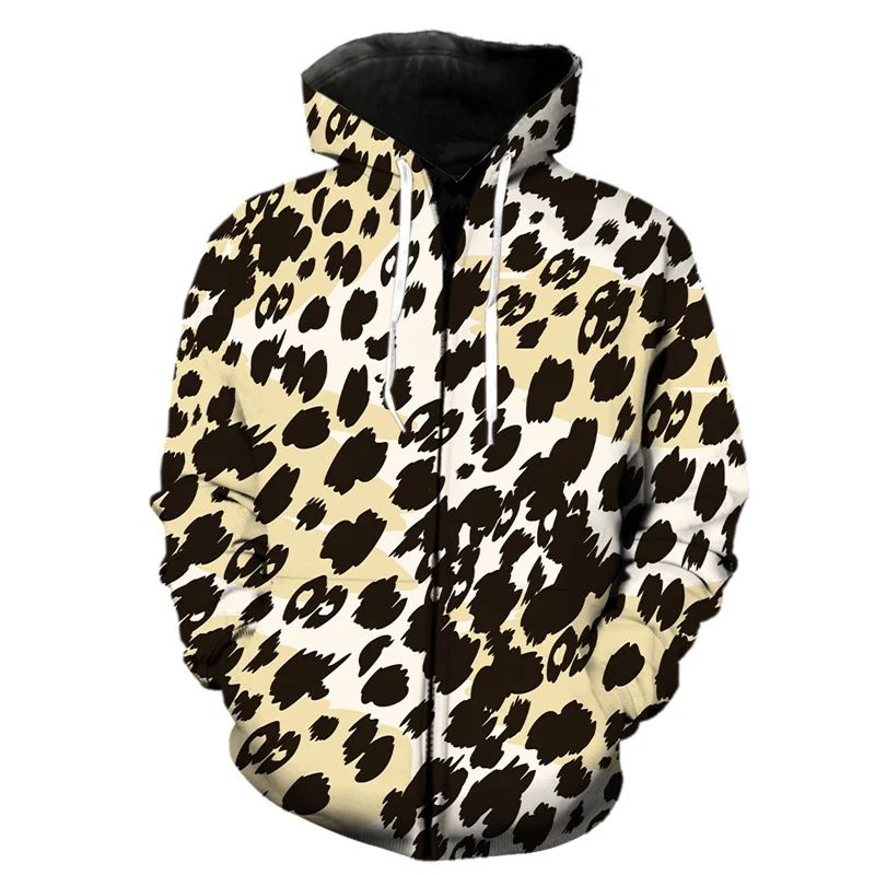 thumbnail image 1 of Sudadera con capucha y cremallera con estampado 3D de leopardo para hombre, estilo Harajuku, con estampado de piel de animal, de manga larga, estilo urbano, holgada, para primavera, 1 of 5
