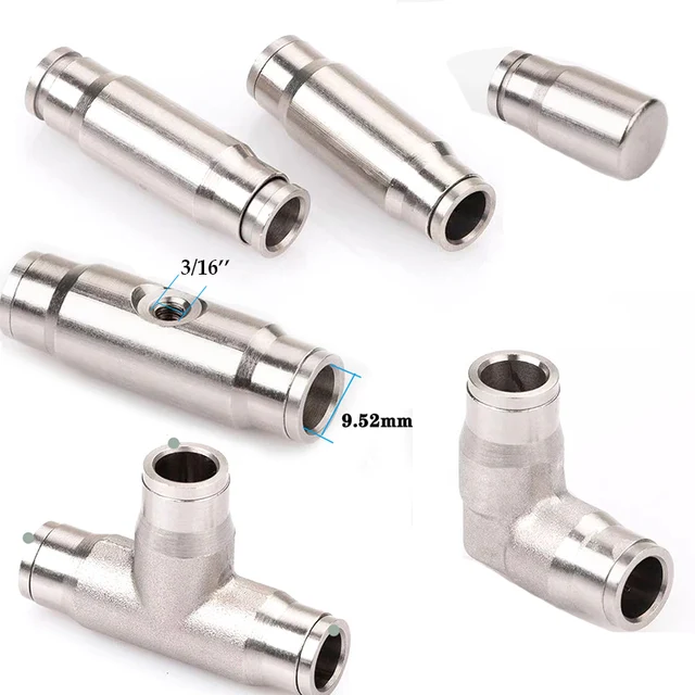 HEMAN High Pressure 3/8 Interface Slip Lock Quick Connector Tee Elbow Straight Joint Nozzles Seat Misting System Fittings