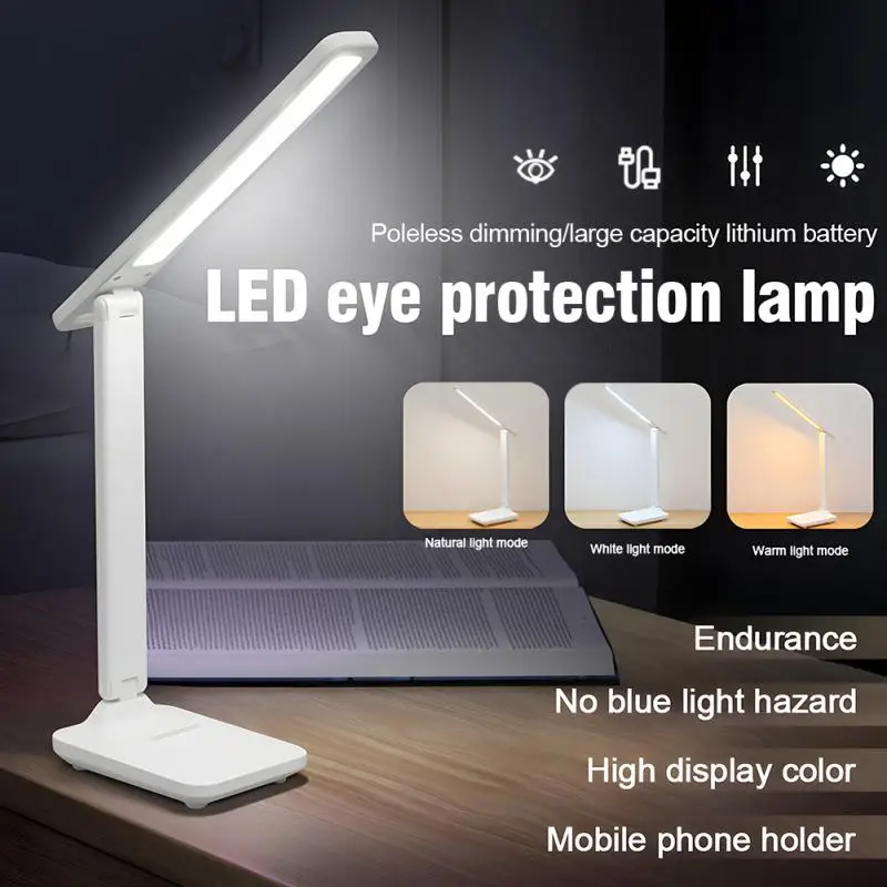 

Table Lamp Eyes Protection Touch Dimmable LED Light Student Dormitory Bedroom Reading USB Rechargable Desk Lamp Special Gift
