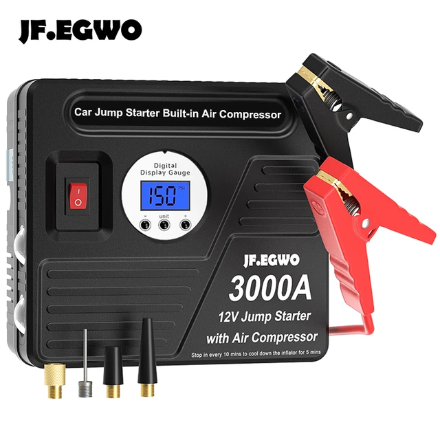 Portable 12V 24000Mah 6 In 1 Car Battery Jump Starter Power Bank With Lcd  Display Car Jump Starter With Air Compressor - AliExpress