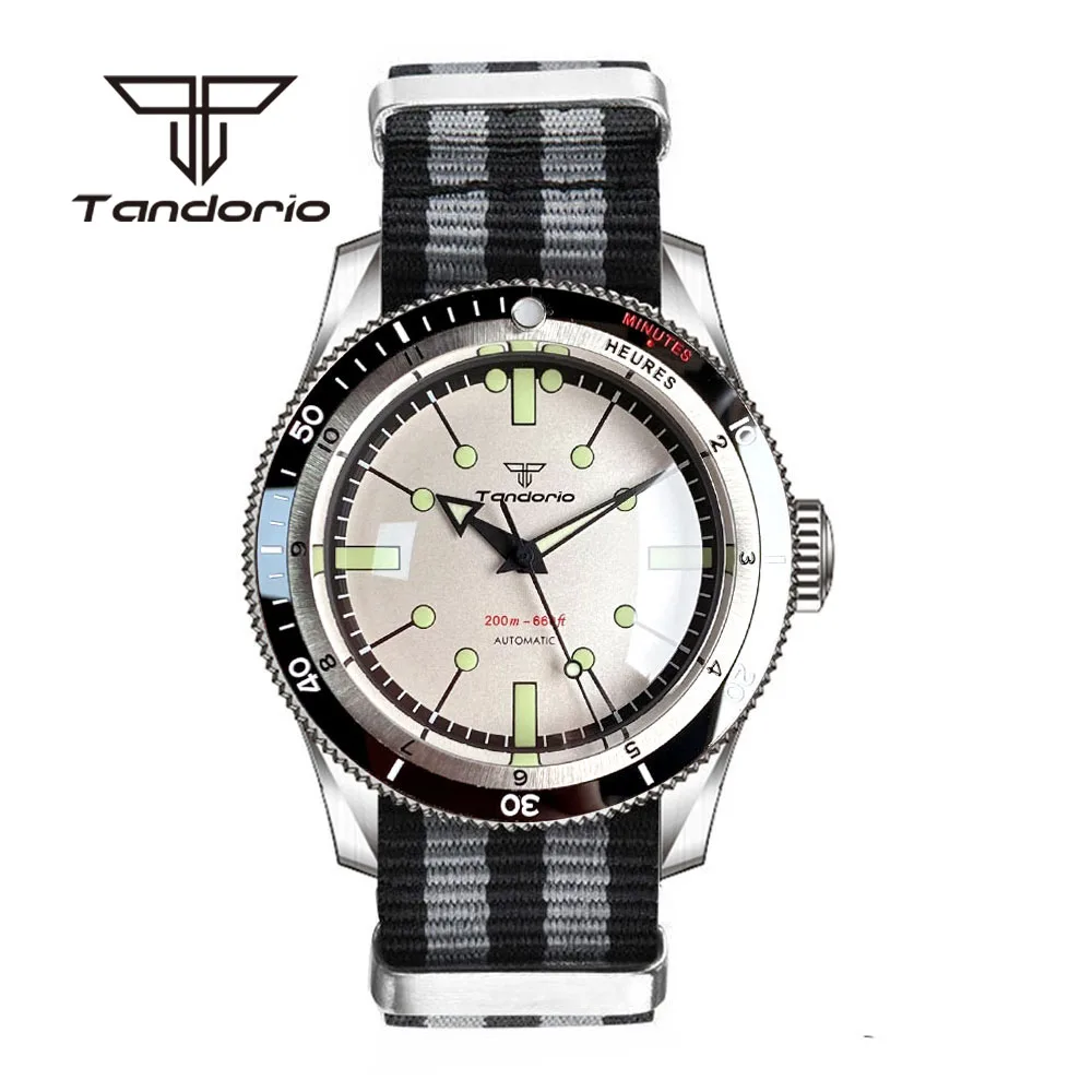 Tandorio Double Domed Sapphire Crystal 20bar 40mm Automatic Watch for Men NH35A PT5000 Movement 120 Clicks Bezel Luminous Dial