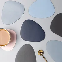 Leather Droplet Shape Mat Coaster Solid Color Heat Resistant Coffee Placemat Minimalist Non-slip Table Mat Kitchen Accessories 4