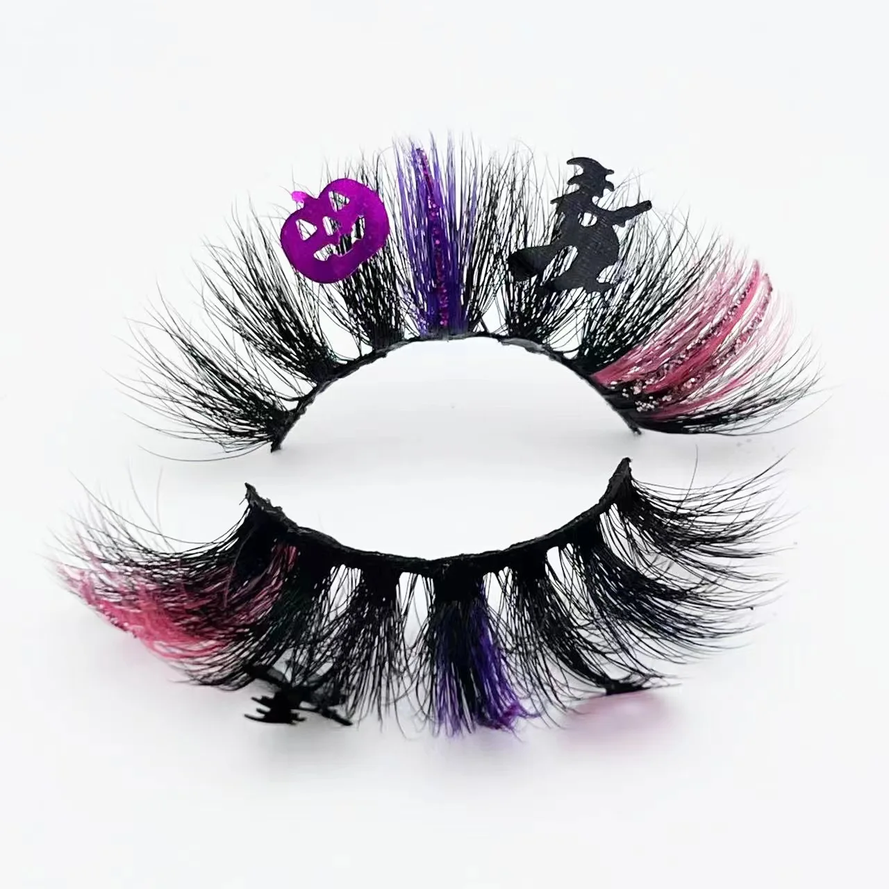 

Halloween Eyelashes Colored Flash False eyelashes 20mm Mink Fluffy Glitter Lashes with DIY Cosplay Party 3D Fake Eyelash Makeup