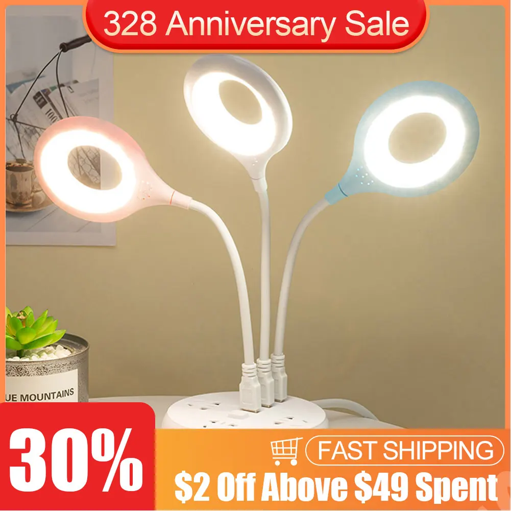 Led Portátil Usb Anel Flexível Lâmpada Quarto Estudo Lâmpada De Leitura