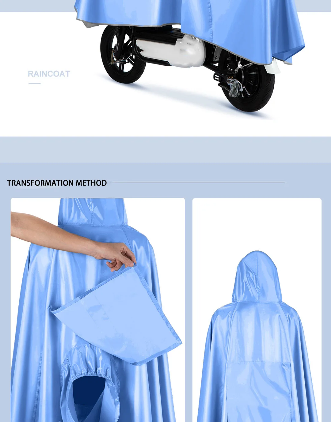 Long Style Full Body Rain Protection for Hiking, Camping, Fishing, Electric Battery Car, and Motorcycle Bike Rain Poncho