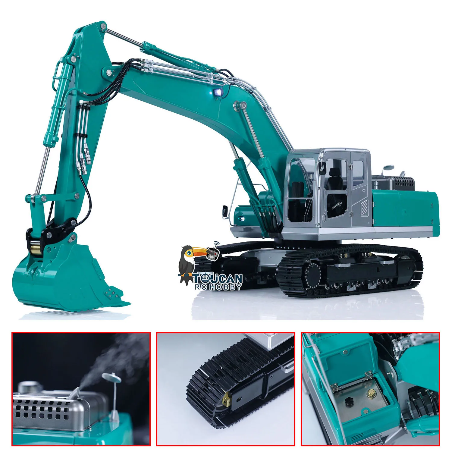 Toys LESU 1/14 Metal Hydraulic RC Excavator AOUE AC360 PC360 Remote Control Digger Model Painted Assembled Lights Sounds Smoking 2