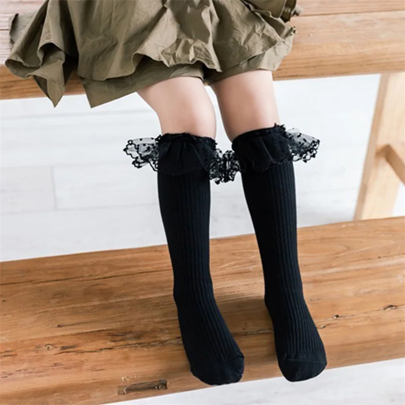 

Детские гольфы для девочек эластичные легкие лоскутные носки в горошек из тюля