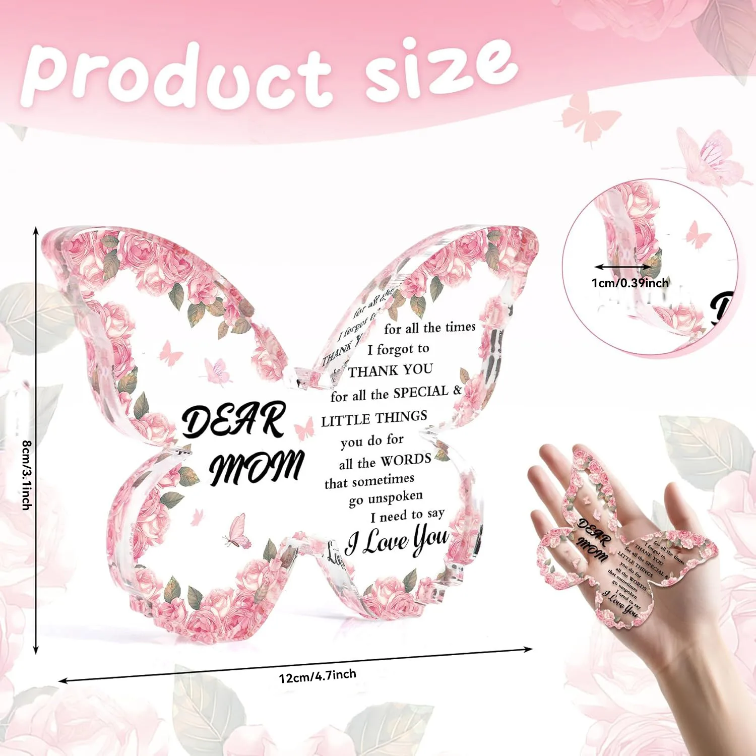 Gleevara Daughter Gifts From Mum On Christmas, Butterfly Shape Acrylic Plaque Gifts For Daughter On Birthday Graduation Valentines