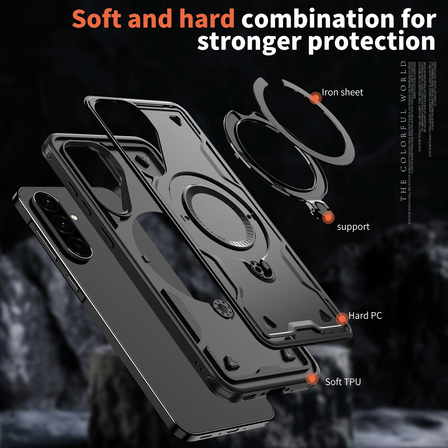 Armor Anti-Fall 360° Rotating Stand Plastic Phone Case Cover