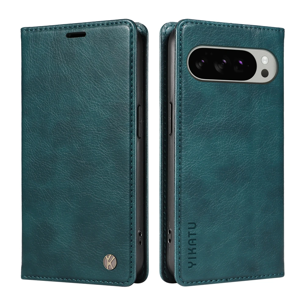 Premium Magnetic Leather Wallet Flip Case | Ultra Slim Shockproof with Litchi Texture