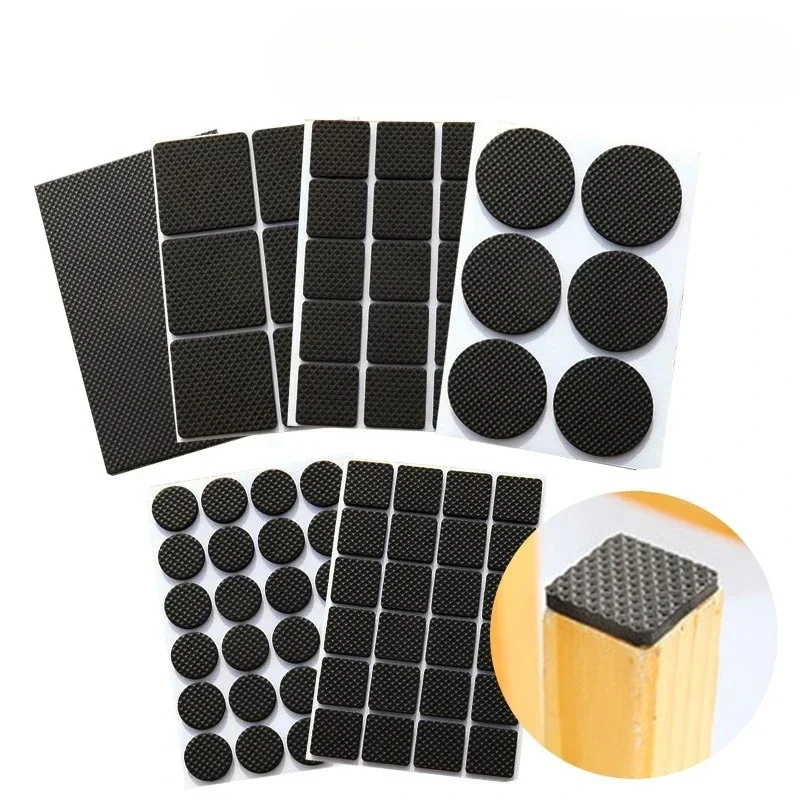Rubber Pads For Chair Legs 1-24pcs Anti Slip Mat Bumper Damper Non-Slip Round Square Self Adhesive Table Feet Protector Hardware 1