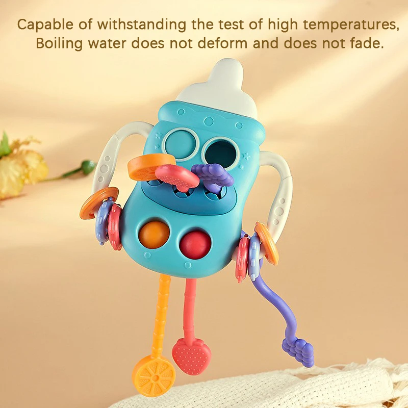 Early Education Toy Cartoon Bottle Animal Phone Pull String Finger Press Grip Game