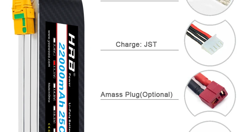 HRB Lipo 3S Battery, Battery 11.1V 22000mah - 25C XT60 T 