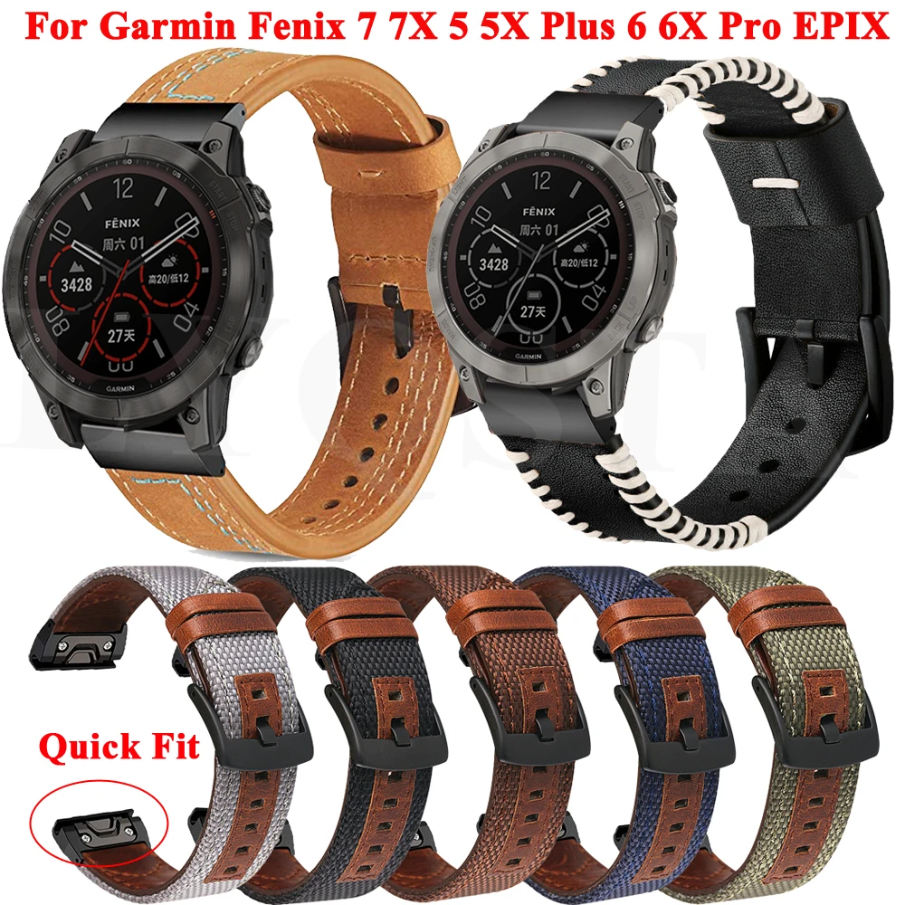 

26mm 22mm Smart Watch Band For Garmin Fenix 7 7X 6X/ 6 Pro/5X/3HR Leather Strap for Fenix 5/5X Plus EPIX Smartwatch Accessories