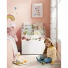 Kids Bookshelf and Toy Organizer, Toy Storage Chest and Bookcase with 3 Shelves, Storage Box with Wheels, Multipurpose 2
