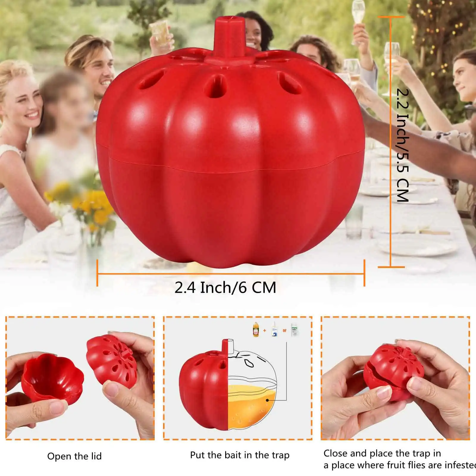 Description Picture 3 of itemReusable Fruit Fly Trap Food Type Indoor & Outdoor Fly Catcher Pest Control Orchard Insect Trap for Home Garden