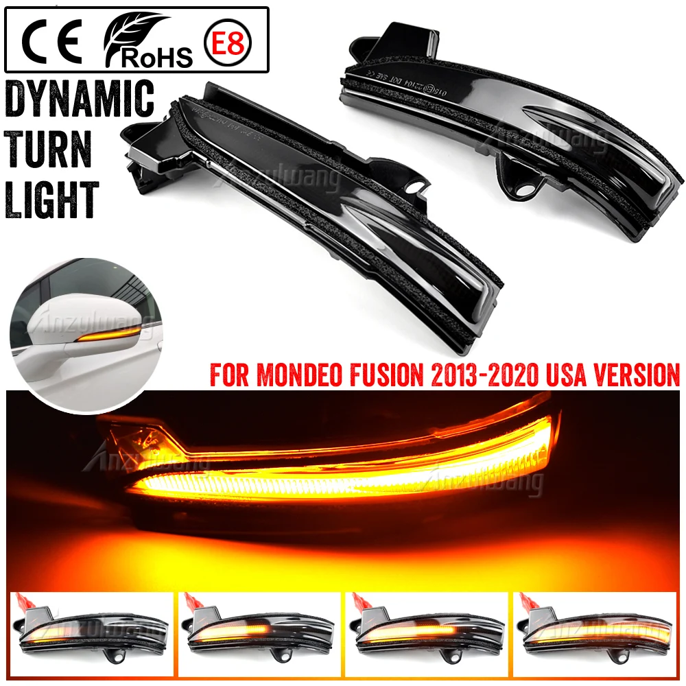 

For Ford Fusion Mondeo USA Version LED Dynamic Turn Signal Light Side Mirror Sequential Lamp Blinker Indicator 2013-2020