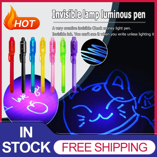 2 in 1 Luminous Light Invisible Ink Pen UV Check Money Drawing