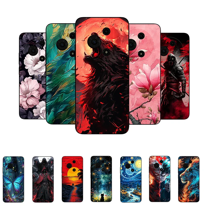 Floral Wolf Soft Silicone Phone Cover