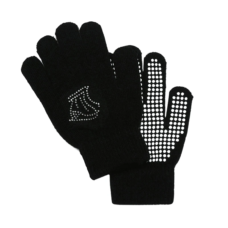 Winter Colorful Figure Skating Wrist Gloves Warm Hand Protector Thermal Safety For Kids Girls Skates Rhinestone Random Style 2