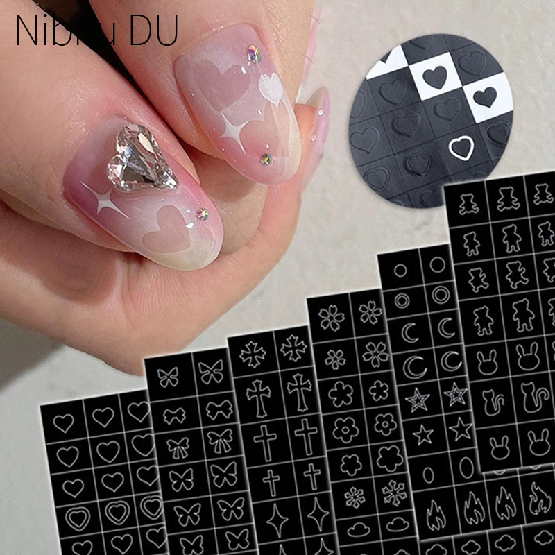 Floral Bloom Nail Art Adhesive Stickers - Abstract Flower Design