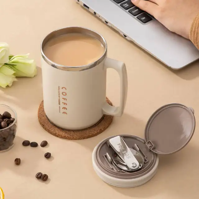 1pc 480ml 304 Stainless Steel Flat Bottom Cup, Multifunctional Large  Capacity Leak-proof Coffee Mug For Students, Adults And Office Use