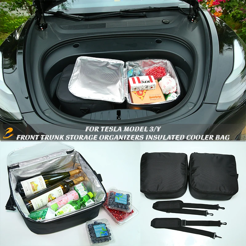 

For Tesla Model 3 Frunk Cooler Organizer Insulation Bag Front Trunk Storage Organizers 2017-2023 2024 Model 3 Accessories