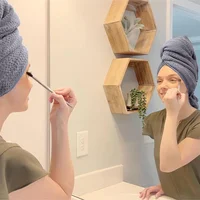 Microfiber Hair Towel Extra Large Wrap Quick Dry Hair Towel Wrap With Elastic Band , Ultra Absorbent Soft Hair Towel Wrap Turban 6