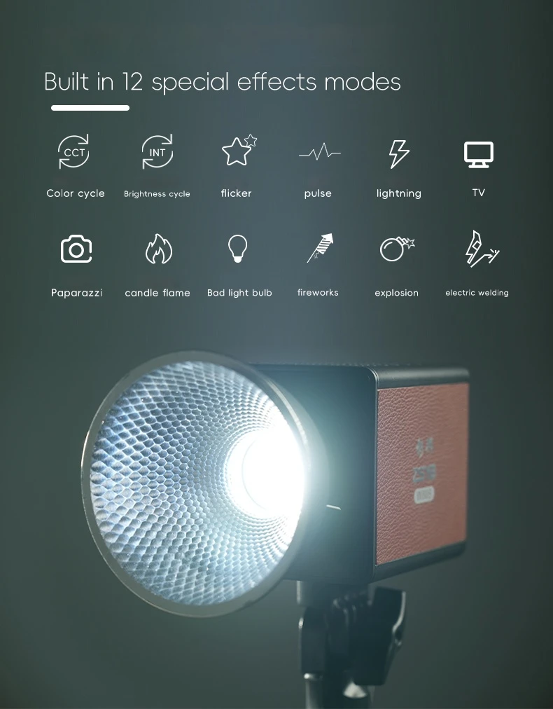 80W COB Video Light Outdoor Portable Bi-Color Fill Light W80B 2700K-6500K Photographic Studio LED Video Light Handhe