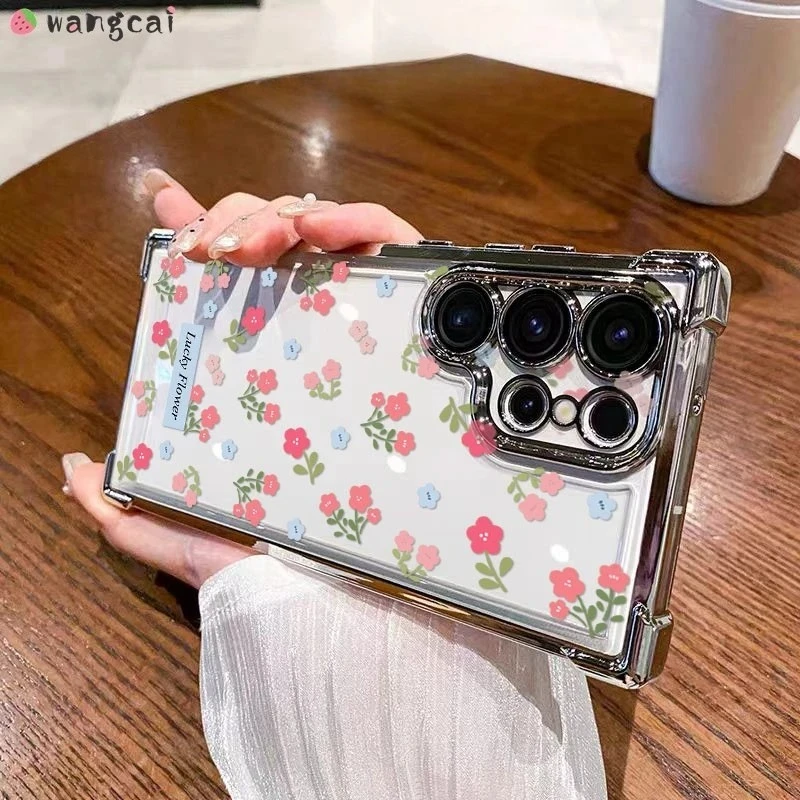 Luxury Clear Floral Phone Case - Cute Plating Design, Soft Protective Cover