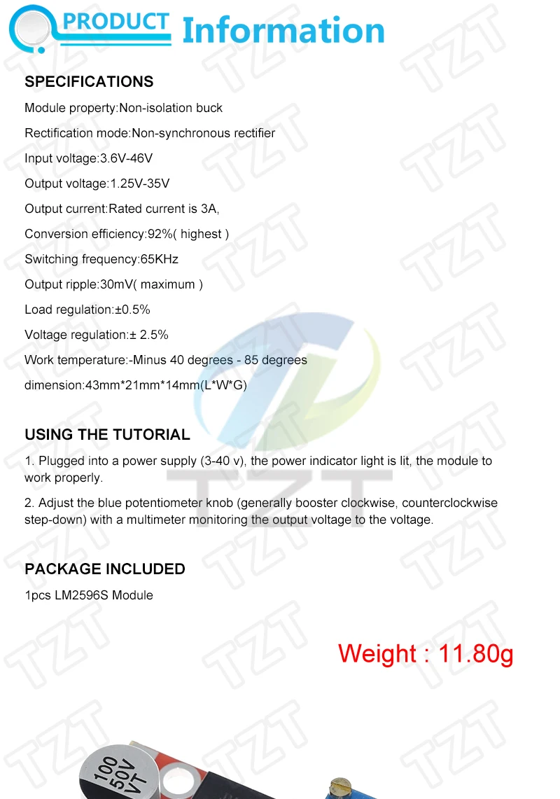 LM2596 DC-DC Schritt-down Power Supply Module 3A Einstellbare Schritt-down Modul LM2596S Spannung Regler 24V 12V 5V 3V Für arduino – Detail 7