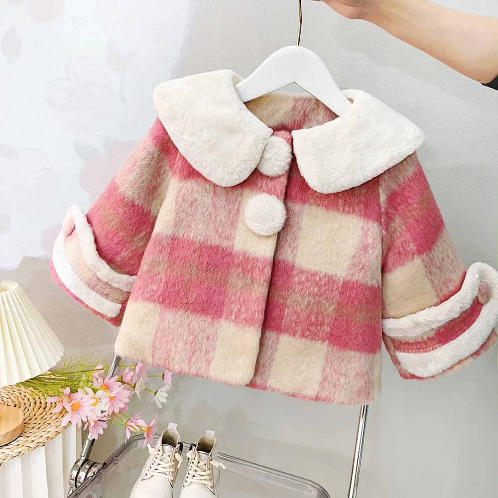 Kids Jackets Winter Coat Child Warm Coat Toddler Outwear Big Collar Fashion Fleece Thick Infant Toddler Girl Clothes 1-5Y Baby Girls Coat Winter Jacket